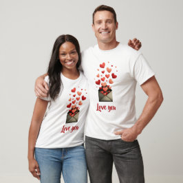 Liebe dich Valentinstag-Umschlag-Design T-Shirt