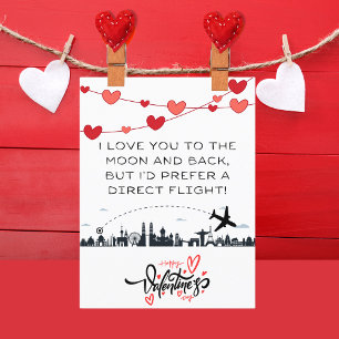 Liebe dich zum Mond Aber... Lustiger Valentinstag Feiertagspostkarte