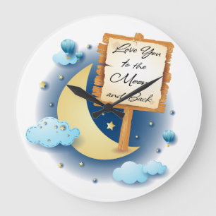 Liebe dich zum Mond und zurück Große Wanduhr