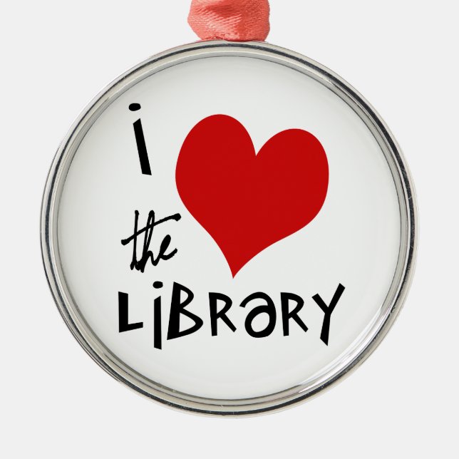 Liebe die Bibliothek Silbernes Ornament (Vorne)