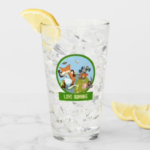 Liebe, die den Cartoon der Funny Woodland Animal R Glas