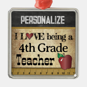 Liebe, die ein 4. Grad-Lehrer Vintag ist Silbernes Ornament