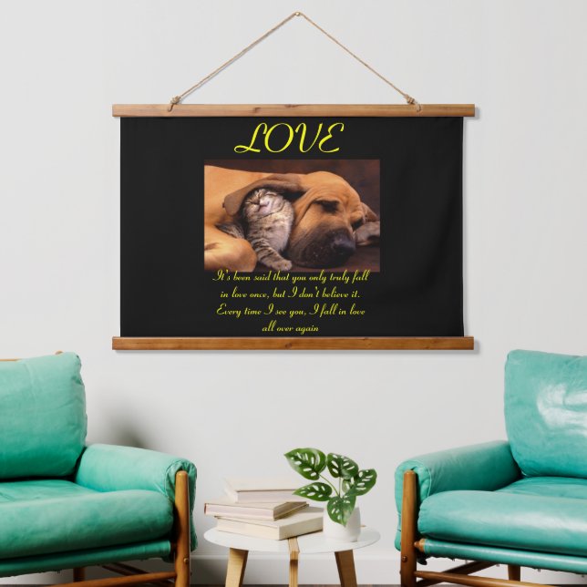 LIEBE, die ich überall in der Liebe versinke Wandteppich Mit Holzrahmen (Wohnzimmer)