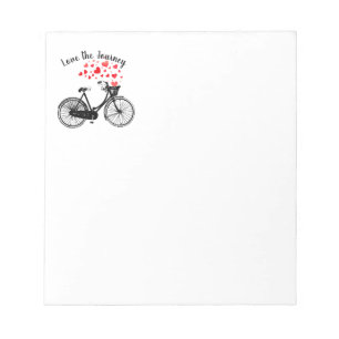 Liebe die Reise Inspirierend Vintage-Fahrrad Herze Notizblock