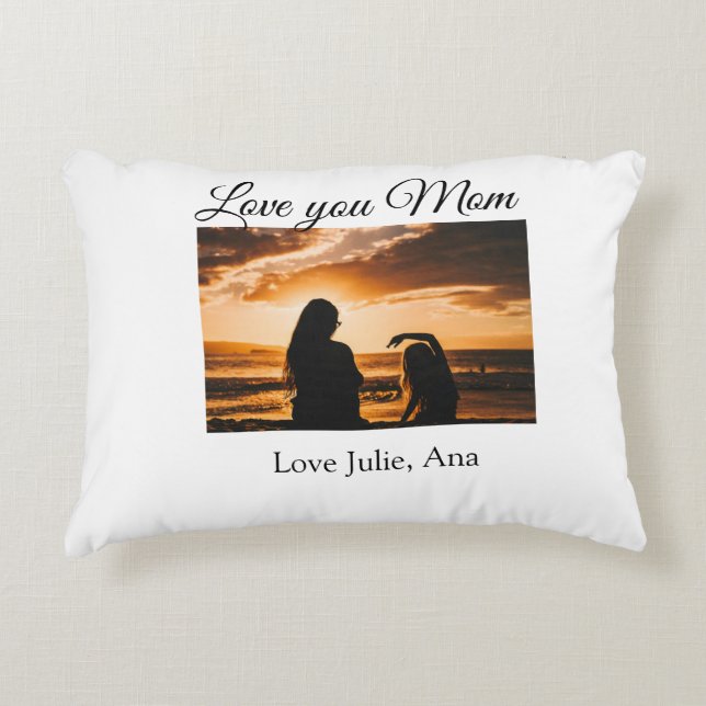 Liebe, die Sie Mütter täglich hinzufügen Fotoname  Dekokissen (Vorderseite)