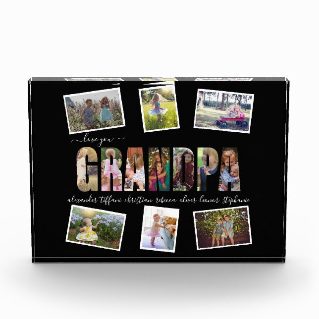 Liebe, die Sie Opa FotoCollage Letters Pic Block (Vorderseite)