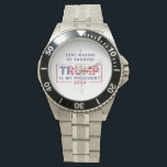 Liebe, die Trump Wecke, ist mein Präsident Armbanduhr<br><div class="desc">Feiern Sie Ihre Begeisterung für die Liebe, die Wecke zu wissen, dass Trump mein Präsident ist Watch. Dieses Zeitwerk mit seinem eleganten Design und feinem Text dient als stilvolle Erklärung für politischen Stolz und Loyalität. Ideal für lässige oder tägliche Bekleidung, ist die Uhr sowohl funktional als auch ausdrucksstark, was sie...</div>