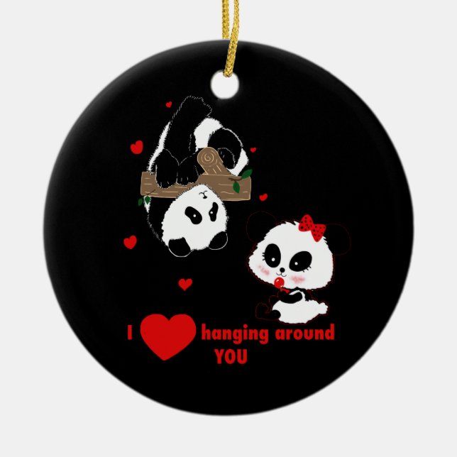 Liebe, die um Sie herum PANDA BEARS von LeahG Keramikornament (Vorne)