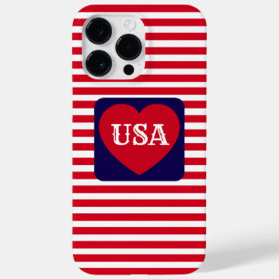 Liebe die USA Patriotische Rot-Weiß-Blau-Spaß-Herz Case-Mate iPhone 14 Pro Max Hülle