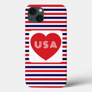 Liebe die USA Patriotische Rot-Weiß-Blau-Spaß-Herz Case-Mate iPhone Hülle
