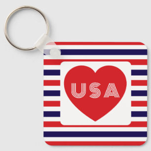 Liebe die USA Patriotische Rote Weiße Blaue Lustig Schlüsselanhänger