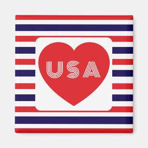 Liebe die USA Patriotisches Rot Weiß Blau Spaß Her Magnet