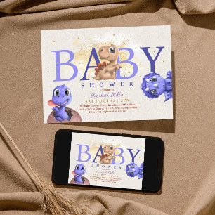 Liebe Dino Simple Funny Niedlich Dragon Baby Boy D Einladung