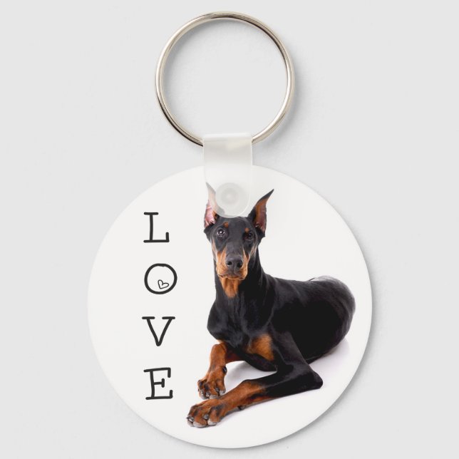 Liebe Doberman Pinscher Puppy Dog Schlüsselanhänge Schlüsselanhänger (Vorderseite)