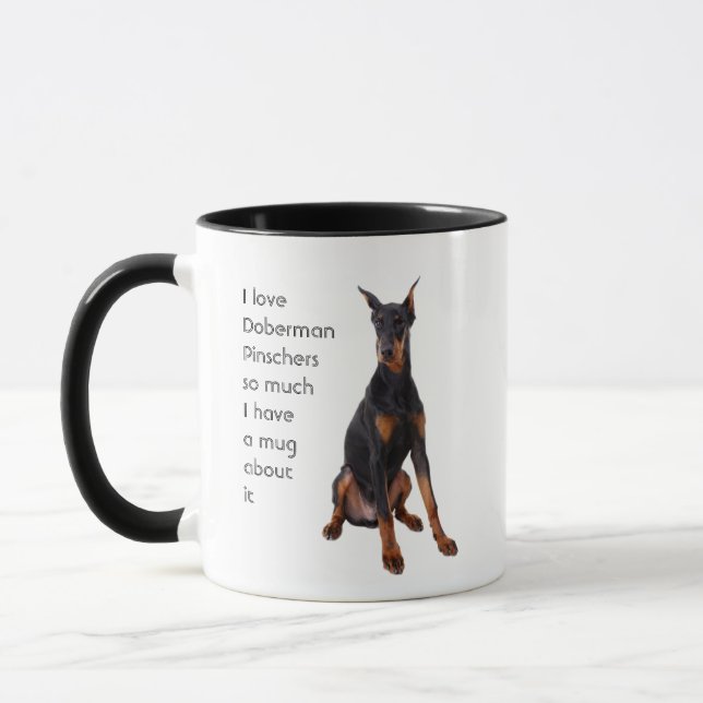 Liebe Doberman Pinschers Hunde so viel Spaß Zitat Tasse (Links)