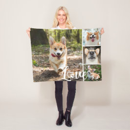 LIEBE Dog 4 Foto Collage Paw Prinz Herz Fleecedecke