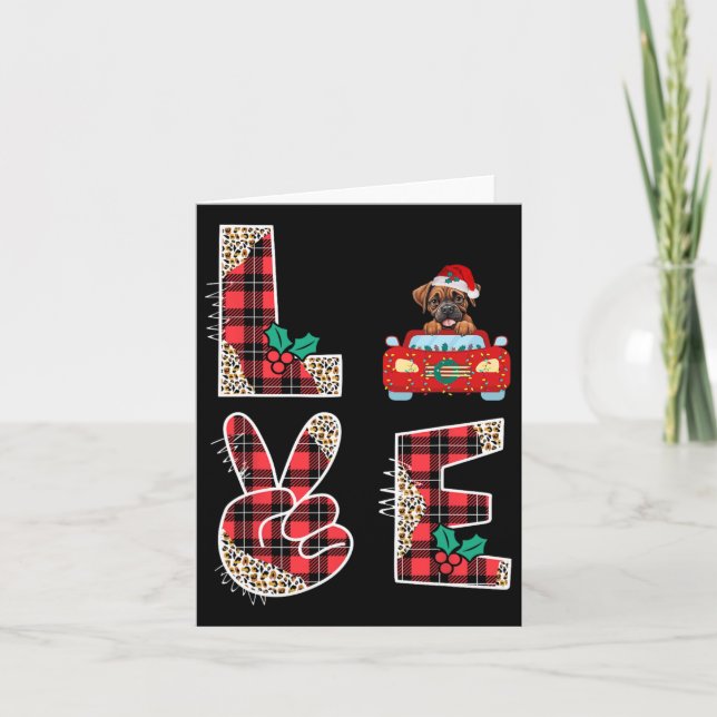 Liebe Dog Boxer Riding Red Car Weihnachtssüßer für Karte (Vorderseite)