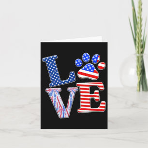 Liebe Dog Paw American Flag Gefärbte Krawatte Dog  Karte