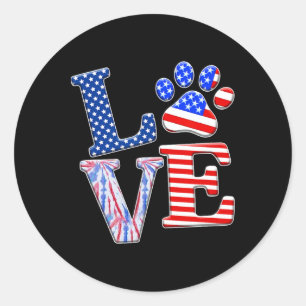 Liebe Dog Paw American Flag Gefärbte Krawatte Dog Runder Aufkleber