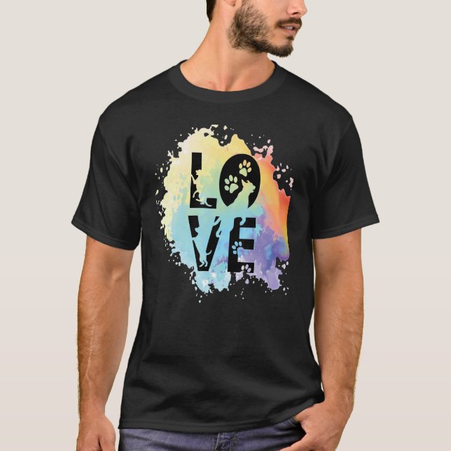 Liebe Dog Paw Liebe Farbe für Hunde T-Shirt (Vorderseite)