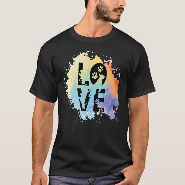 Liebe Dog Paw Liebe Farbe für Hunde T-Shirt (Vorderseite)