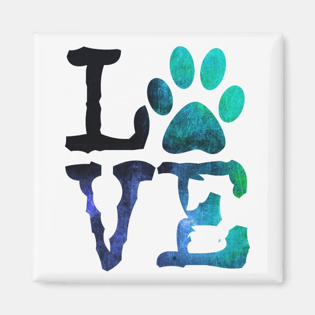 Liebe, Dog Paw Print Magnet (Vorne)
