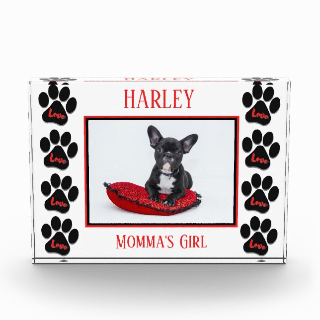 Liebe Dog Paws Horizontaler Blockblock Fotoblock (Vorderseite)