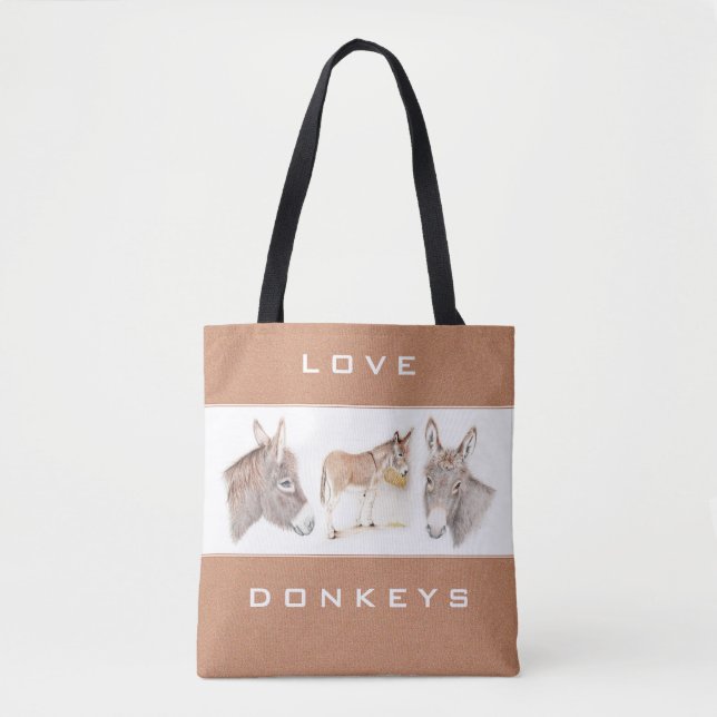 Liebe Donkeys Brown Tote Bag (Vorderseite)