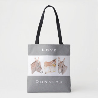 Liebe Donkeys Gray Tote Bag