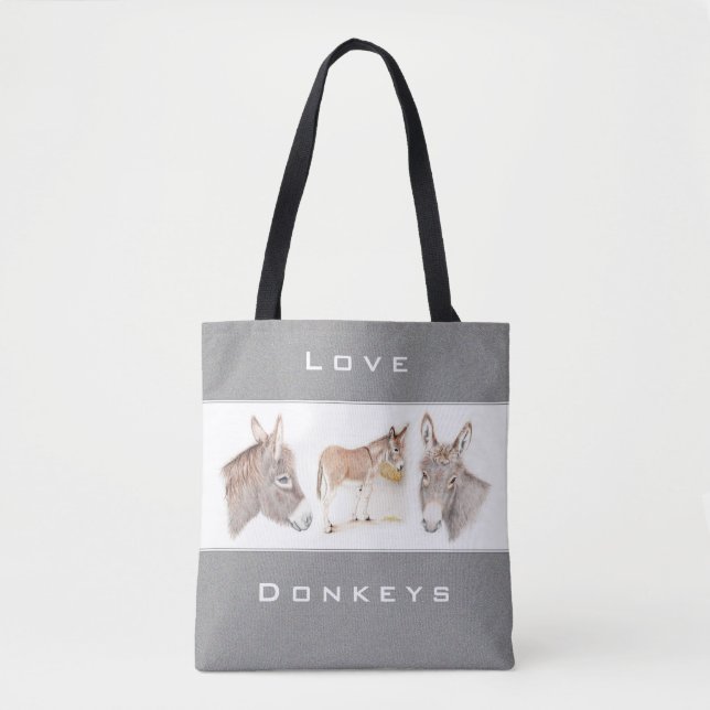 Liebe Donkeys Gray Tote Bag (Vorderseite)