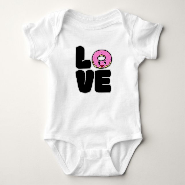 Liebe Donuts Kawaii Baby Strampler (Vorderseite)