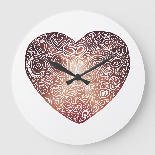 Liebe Doodle Abstrakte Kunst Große Wanduhr (Vorderseite)