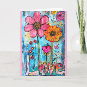 *~**~ LIEBE Doodle Art farbenfrohe whimsistische B Dankeskarte