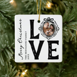 Liebe Doodle Foto Weihnachten Keramikornament