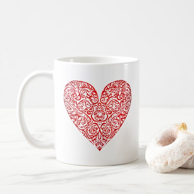 Liebe Doodle Heart Abstrakt Art, Nr. 02 Kaffeetasse (Mit Donut)
