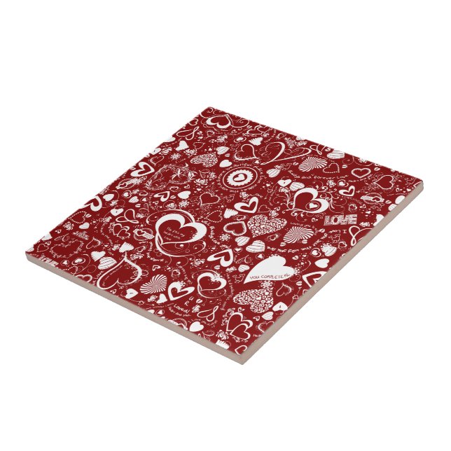 Liebe Doodle Red Keramik Tile Fliese (Seite)