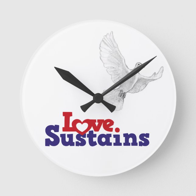 Liebe Dove Time - Deep Red Runde Wanduhr (Vorderseite)