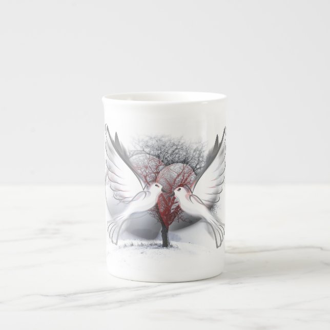 Liebe Doves Knochen China Tasse (Vorderseite)