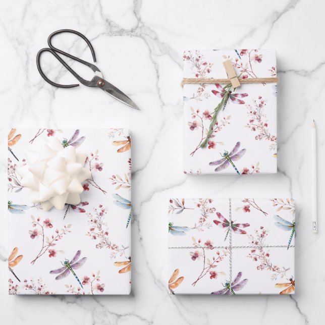 Liebe Dragonflies Geschenkpapier Set (Vorderseite)