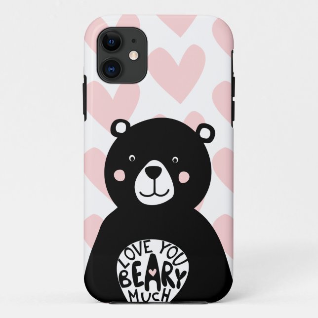 Liebe du Beary Much Niedlich Bär Girly Pink Herz Case-Mate iPhone Hülle (Rückseite)