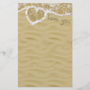 "Liebe du" In Sand geschriebenes Herz Briefpapier