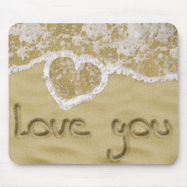 "Liebe du" In Sand geschriebenes Herz Mousepad (Vorne)