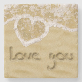 "Liebe du" In Sand geschriebenes Herz Steinuntersetzer