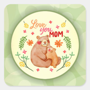 Liebe Du Mama - Mama Bear and Cub Mother Day Quadratischer Aufkleber