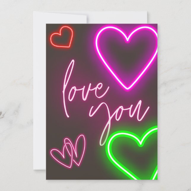 "Liebe du" Neon signieren Valentinenkarte Einladung (Vorderseite)