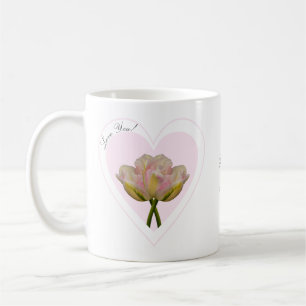 Liebe Du Tulips in rosa Herzen Kaffeetasse