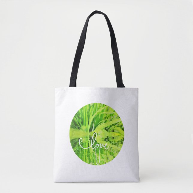 Liebe Du U Happy Green Grass Tote Bag (Vorderseite)