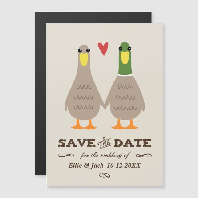 Liebe Ducks Hochzeitssache speichern das Datum Magneteinladung (Vorne/Hinten)