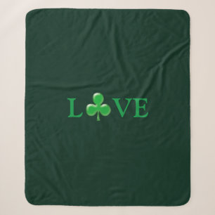 Liebe dunkelgrüner irischer Kleeblatt Shamrock süß Sherpadecke