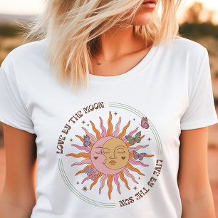 Liebe durch den Mond Retro Boho Sonne Tri-Blend Shirt
